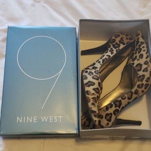 9 West,leopard print, horse hair heels
